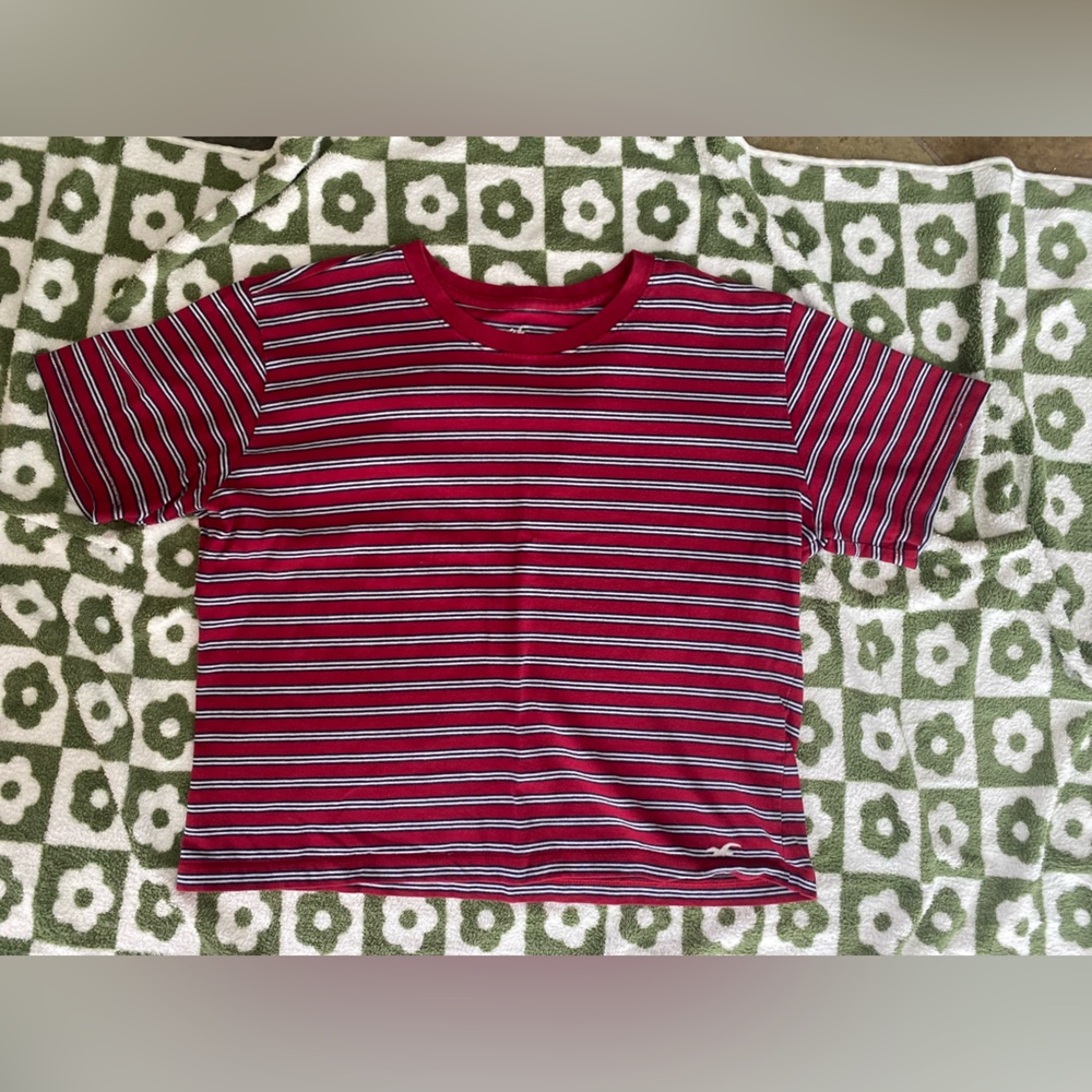 Hollister Red and White Striped Tee